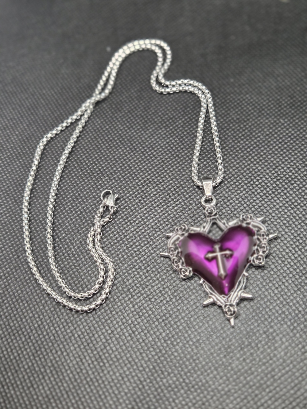 Purple Gothic Sacred Heart Necklace- Unisex